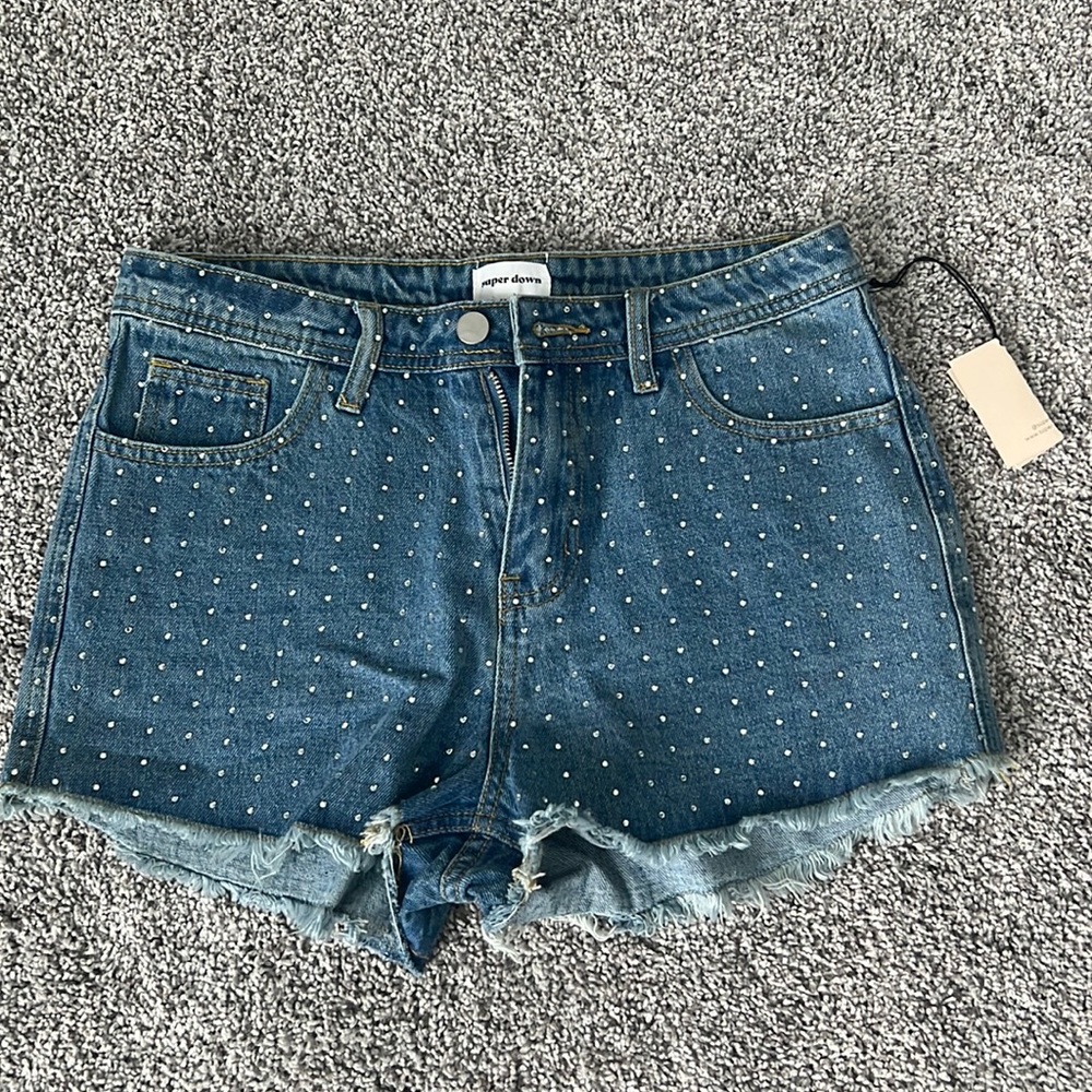 rhinestone denim shorts